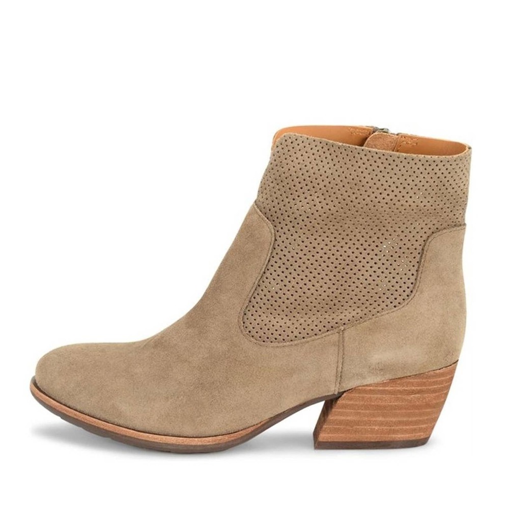 Kork Ease Sherrill Tan Suede Perforated Stacked Heel Ankle Boots Size 7